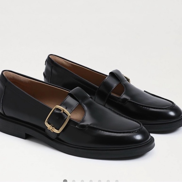 Sam Edelman Black Loafers with Gold Accent - Picture 5 of 6